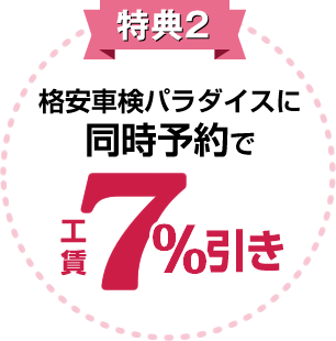 格安車検パラダイスに同時予約で工賃7%割引