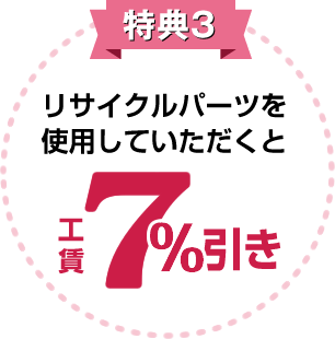 リサイクルパーツのご利用で工賃7%割引