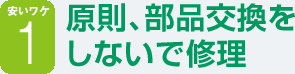 原則、部品交換をしないで修理